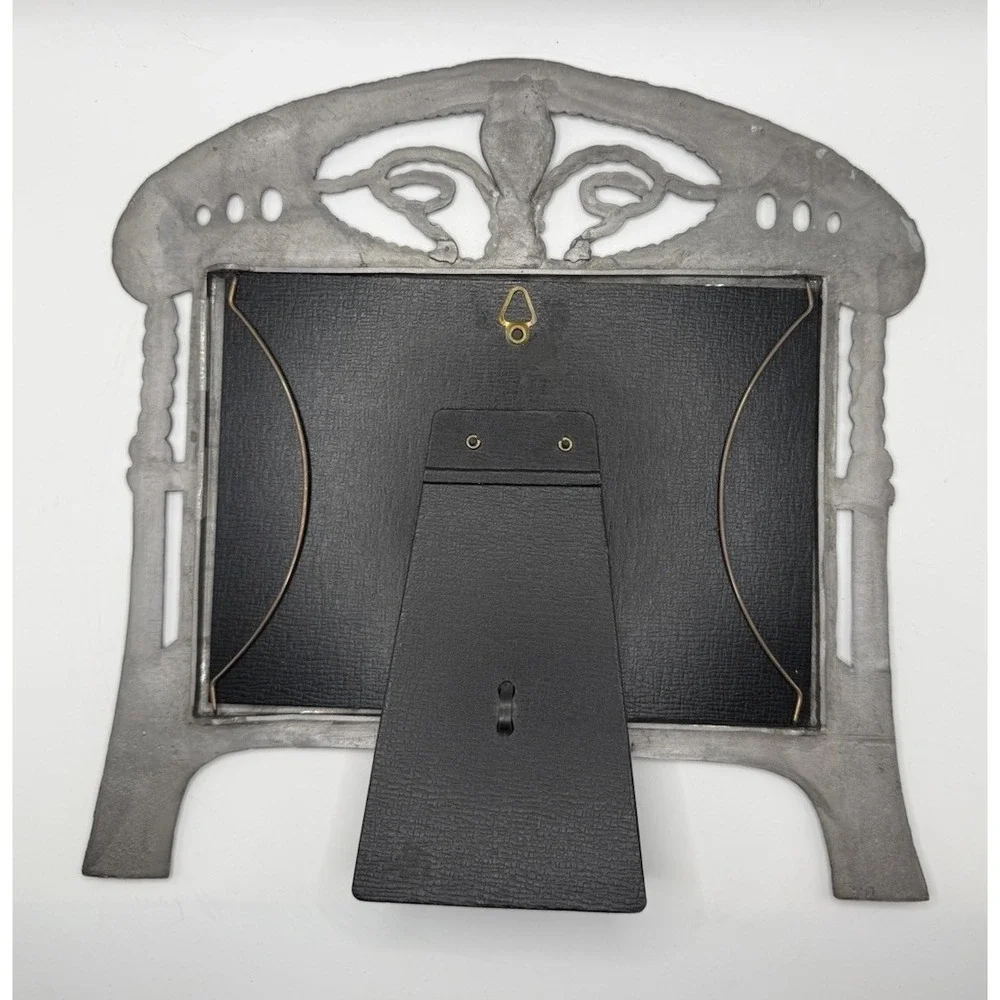 VTG West German Pewter Picture Frame Ornate Art Nouveau Floral 6.75 X 4.75